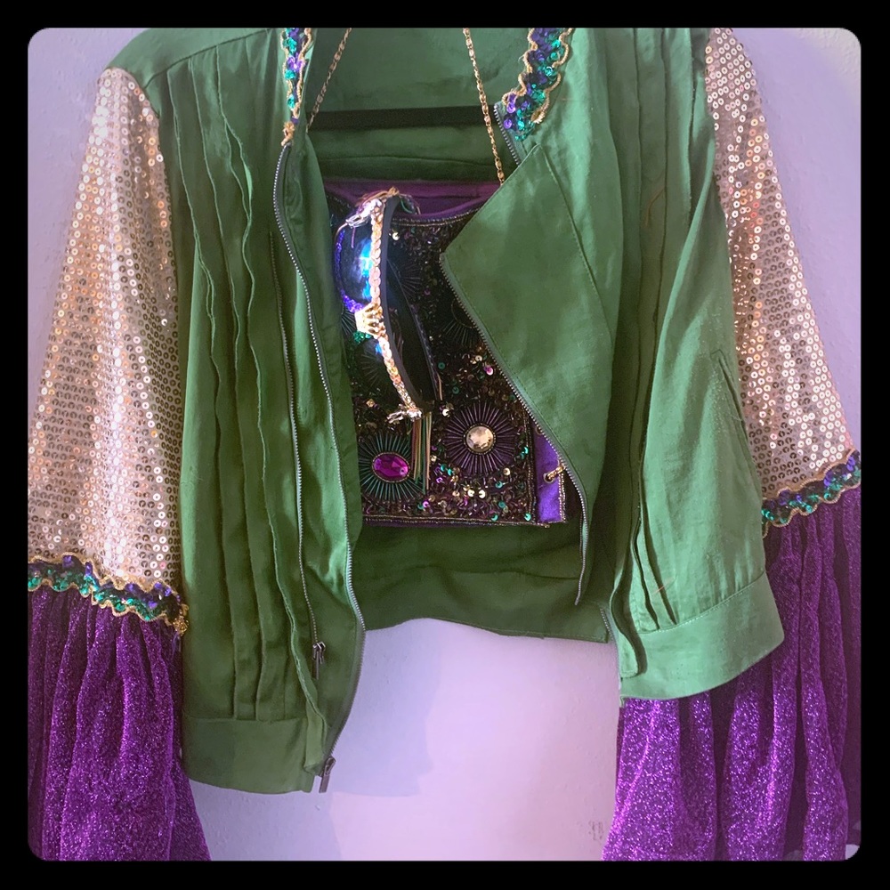 Mardi Gras Jacket Sunglasses and purse
